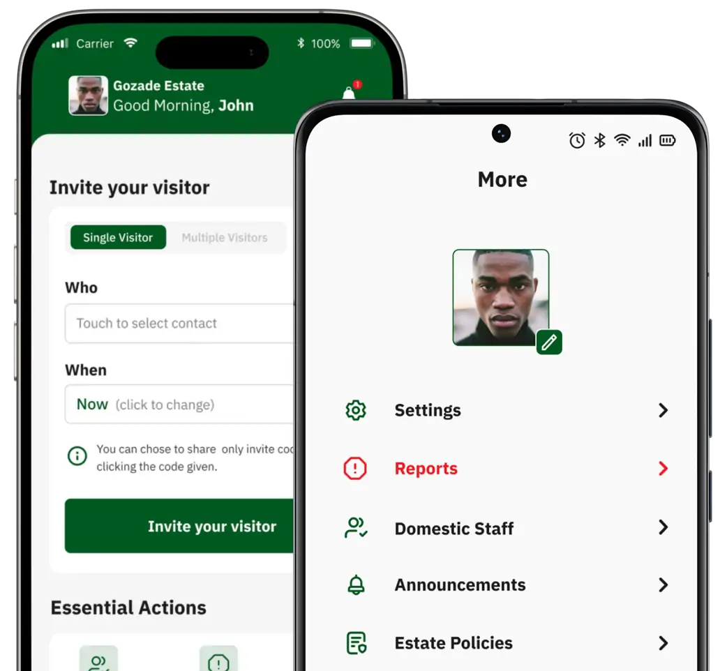 Sylogate mobile app screen displaying the visitor invitation feature, allowing residents to invite guests.